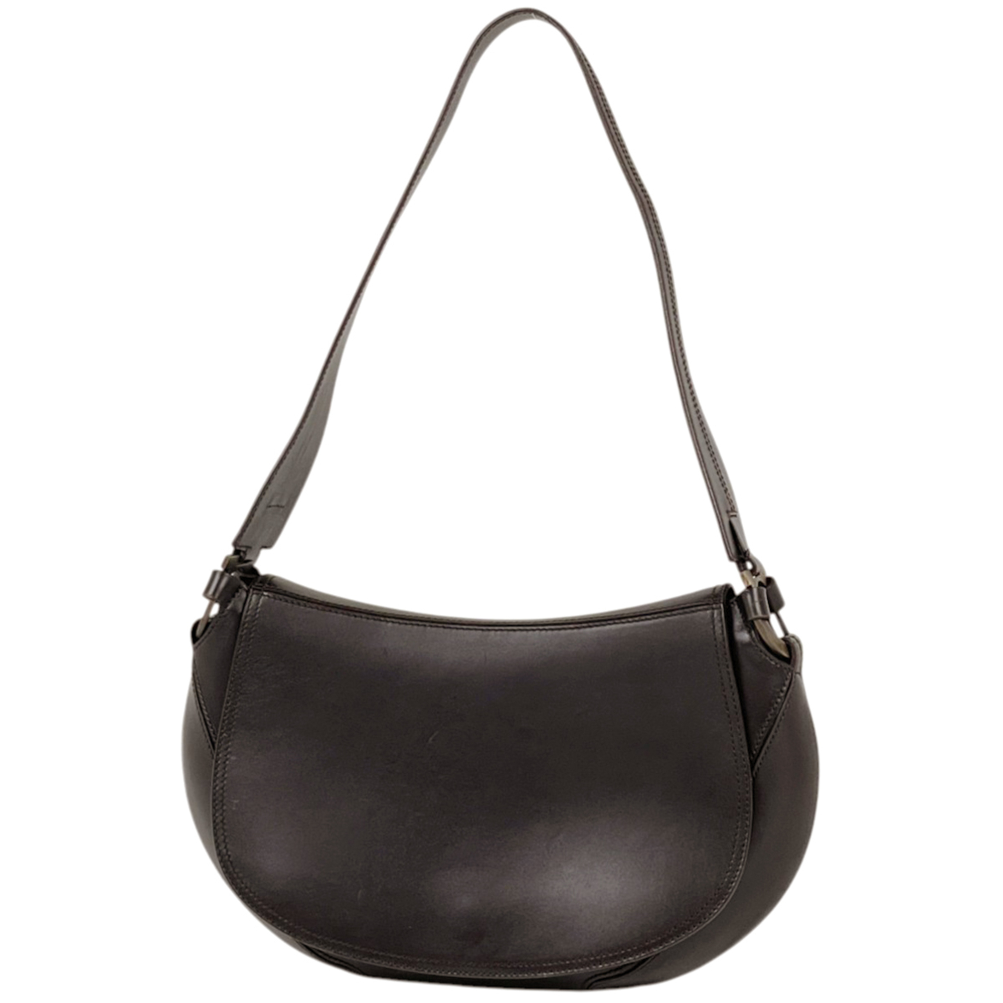 Salvatore Ferragamo Gancini One-Shoulder Leather Bag, Brown, For Women